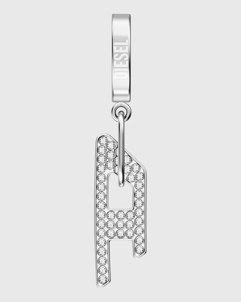 Diesel Ohrhänger aus Edelstahl mit Glitzereffekt und D-Anhänger - Ohrringe - Unisex - Silber Silber