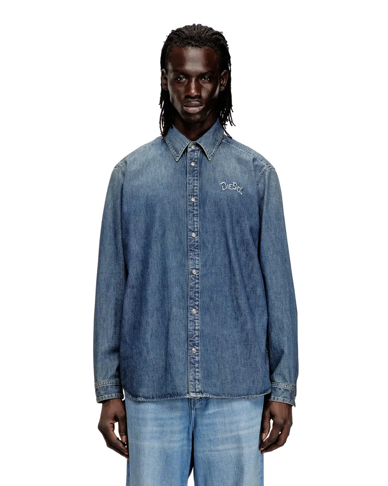 Diesel Jeanshemd mit besticktem Emblem - Denimhemden - Herren - Blau Blau