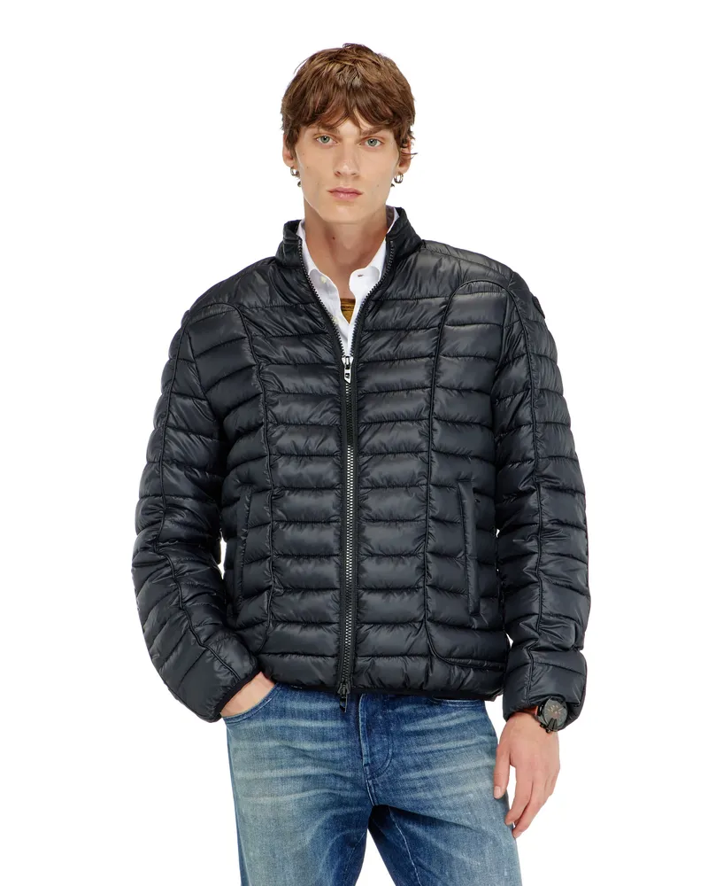 Diesel Biker-inspirierte Steppjacke mit tonalen Paspeln - Winterjacken - Herren - Schwarz Schwarz