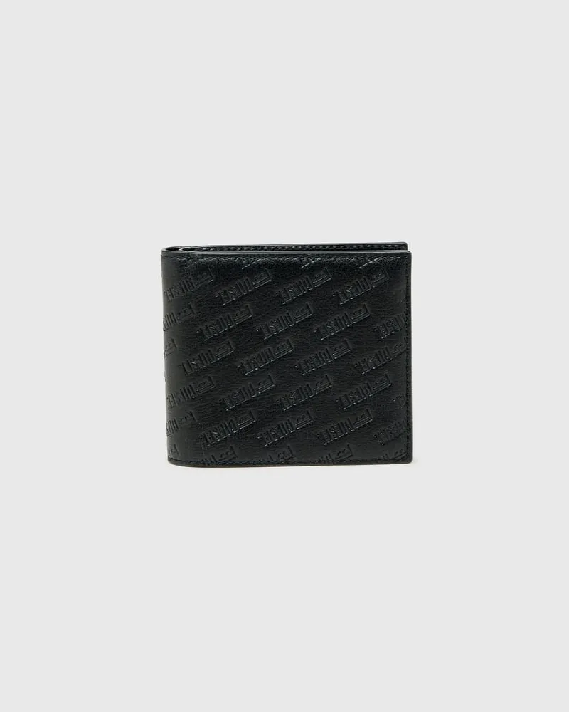 Diesel Leder-Bifold-Geldbörse mit all-over geprägtem Logo - Kleine Portemonnaies - Herren - Schwarz Schwarz