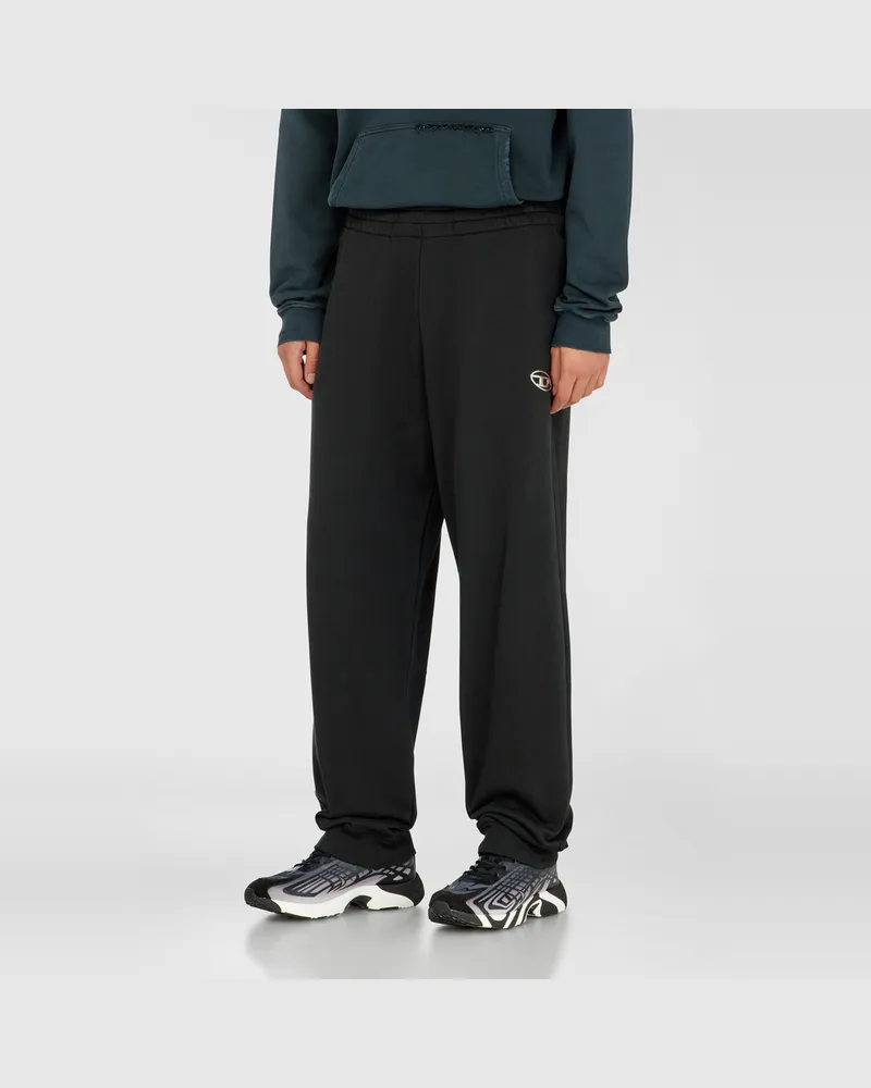 Diesel Baumwollsweatpants mit metallischem Oval D - Hosen - Herren - Schwarz Schwarz