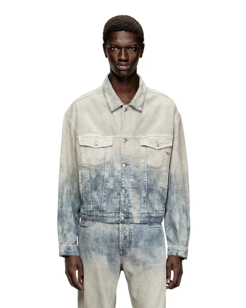 Diesel Trucker-Jacke aus Prince-of-Wales-Jacquard-Denim - Denim jacken - Unisex - Bunt Bunt