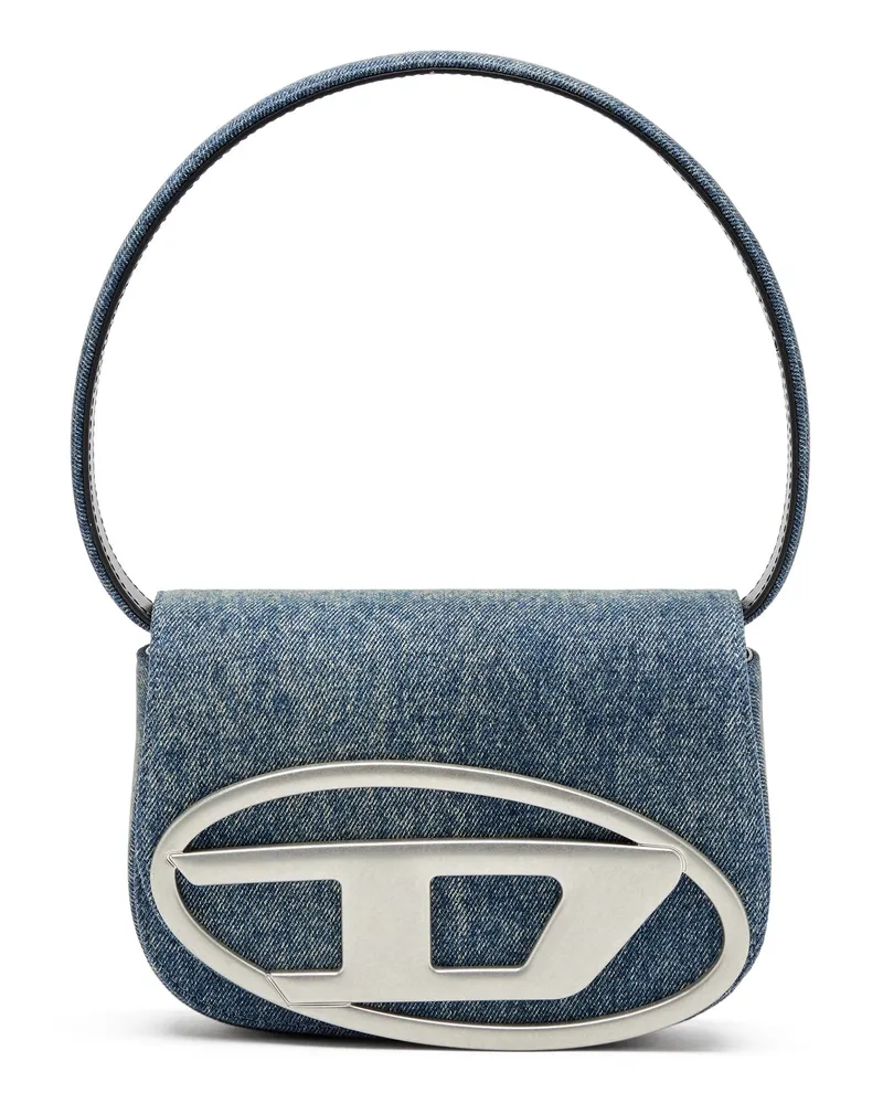 Diesel 1DR-Ikonische Schultertasche aus solarisiertem Denim - Schultertaschen - Damen - Blau Blau