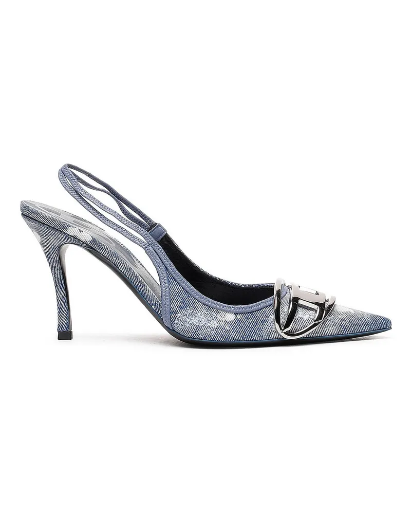 Diesel D-Venus-Slingback-Pumps aus Denim in Distressed-Optik - Pumps - Damen - Blau Blau