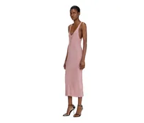 Midikleid aus metallisch geripptem Strick - Kleider - Damen - Rosa