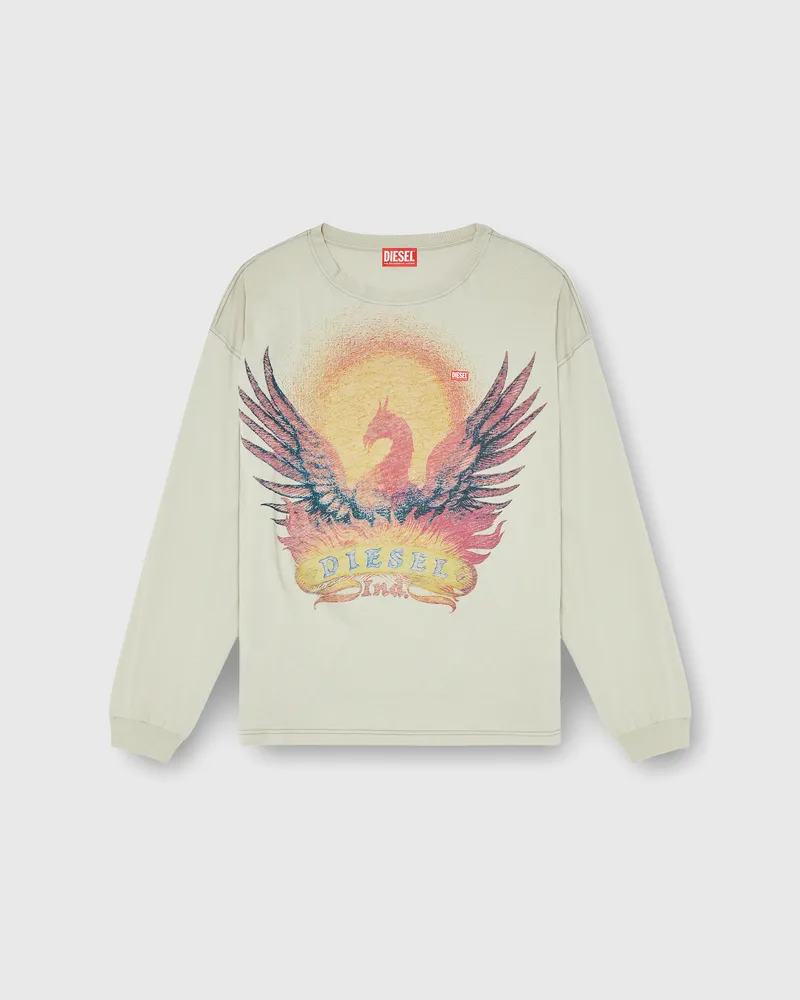 Diesel Langarm-T-Shirt mit Phoenix-Motiv - T-Shirts - Herren - Beige Beige