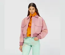 Aviator-Jacke aus behandeltem Leder - Lederjacken - Damen - Rosa