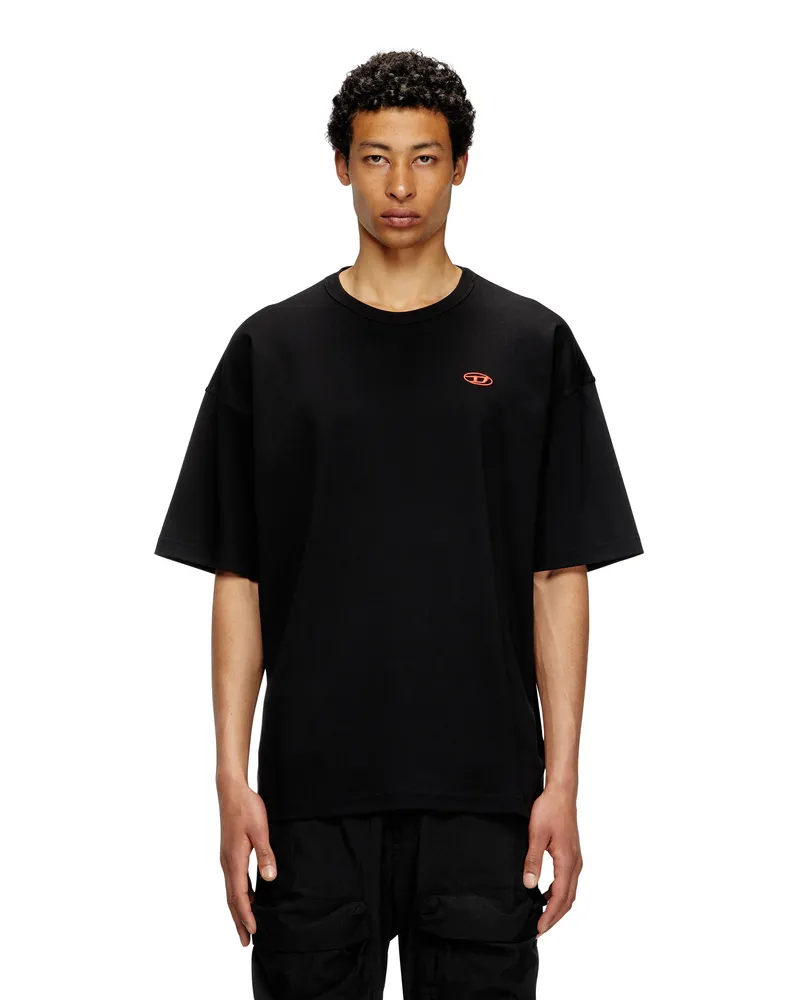 Diesel T-Shirt mit rotem Oval D - T-Shirts - Herren - Schwarz Schwarz