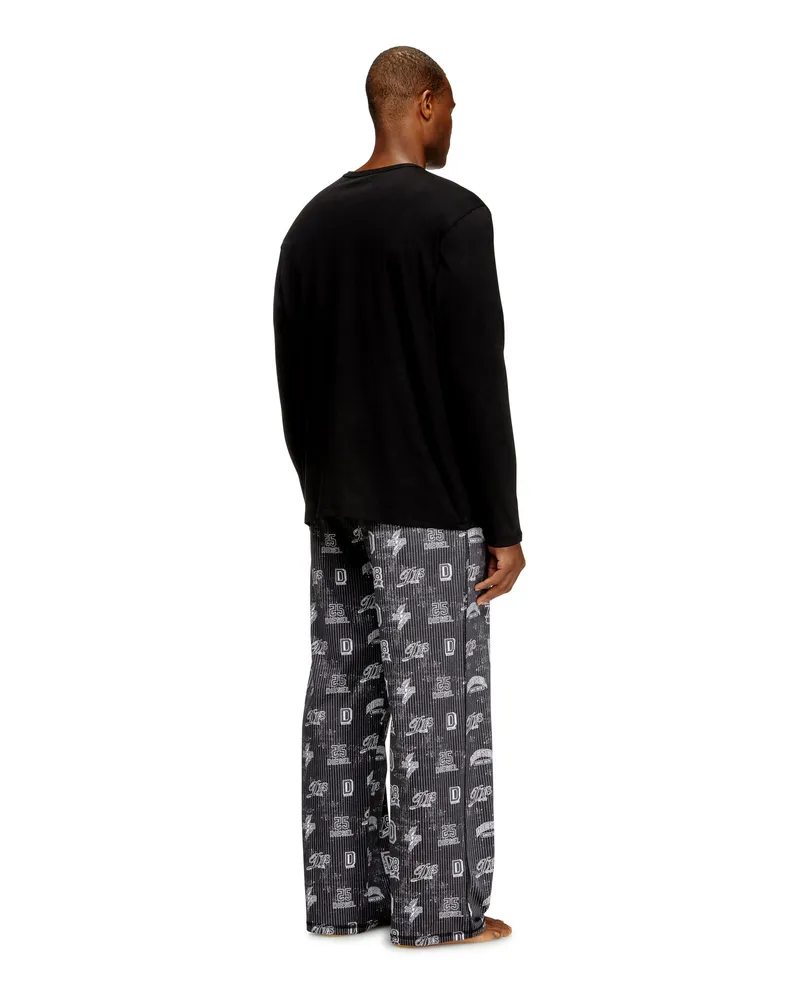 Diesel Baumwoll-Pyjama-Set mit Logoprints - Pyjamas - Herren - Schwarz Schwarz