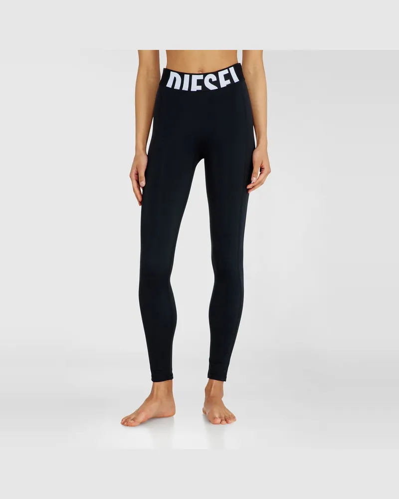 Diesel Leggings aus Mikrofaser mit Cut-off-Logo - Hosen - Damen - Schwarz Schwarz
