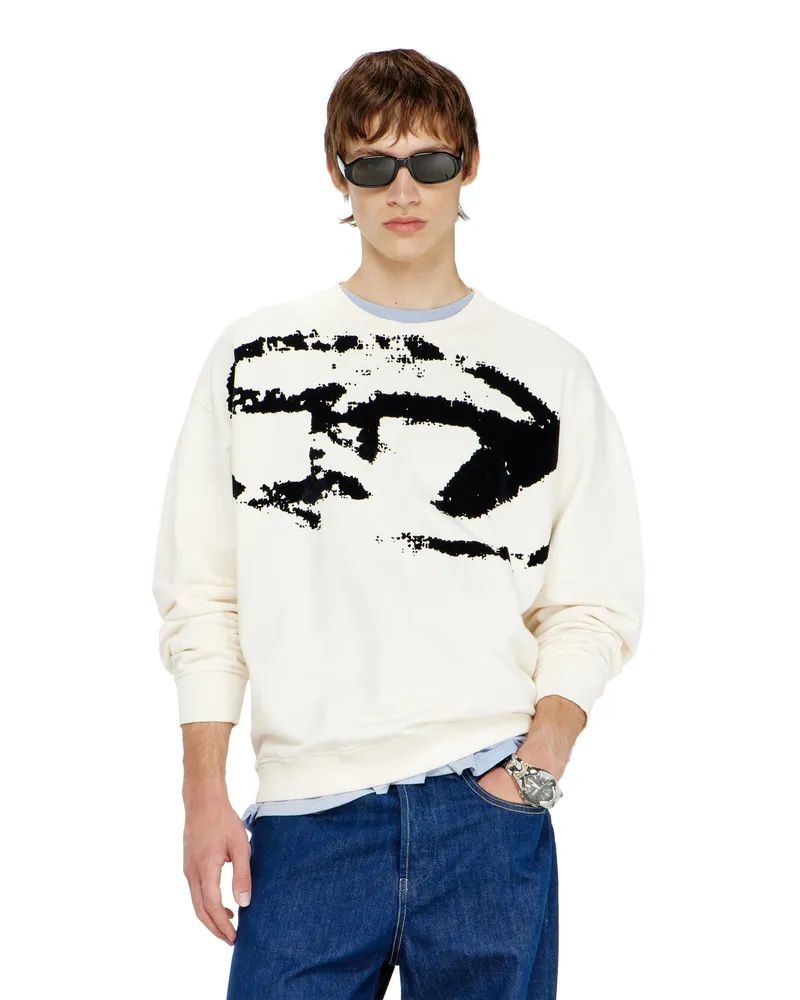 Diesel Baumwoll-Sweatshirt mit geflocktem Oval D - Sweatshirts - Herren - Bunt Bunt