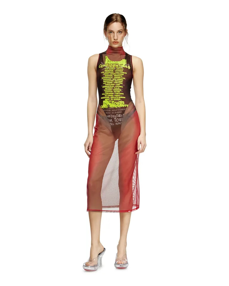 Diesel Mehrlagiges Westenkleid mit Text-Print - Kleider - Damen - Braun Braun