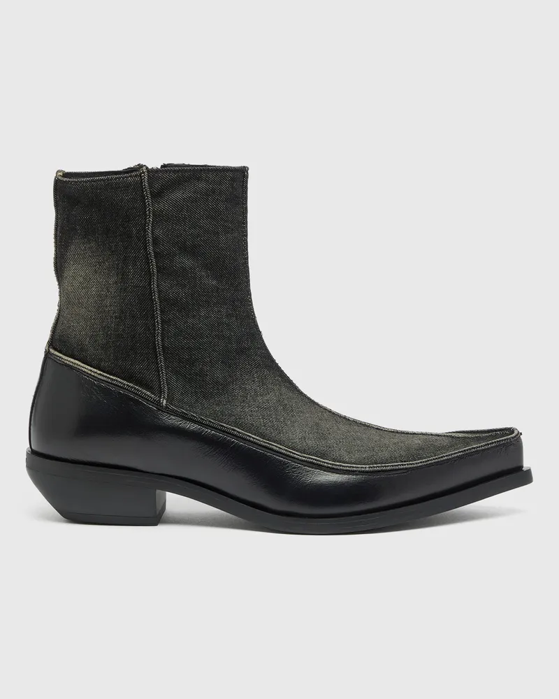 Diesel D-Frido-Westliche Stiefeletten aus Leder und Denim - Stiefel - Herren 