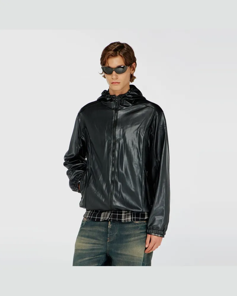 Diesel Windjacke mit Kapuze aus beschichtetem Stoff - Jacken - Herren - Schwarz Schwarz