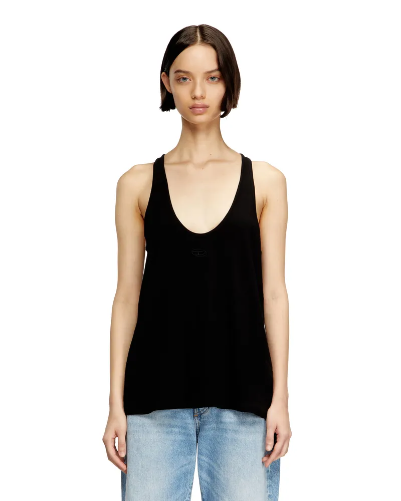 Diesel Geripptes Tanktop mit Oval D - T-Shirts - Damen - Schwarz Schwarz
