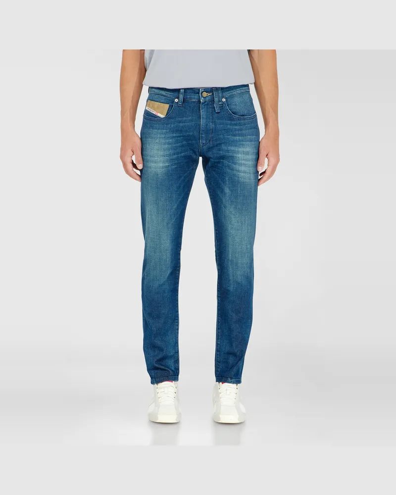 Diesel Slim Jeans Regular Waist 2019 D-Strukt, Mittelblau, Reißverschluss Blau