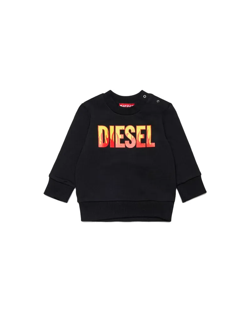 Diesel Sweatshirt mit Flammenlogo-Print - Sweatshirts - Herren - Schwarz Schwarz
