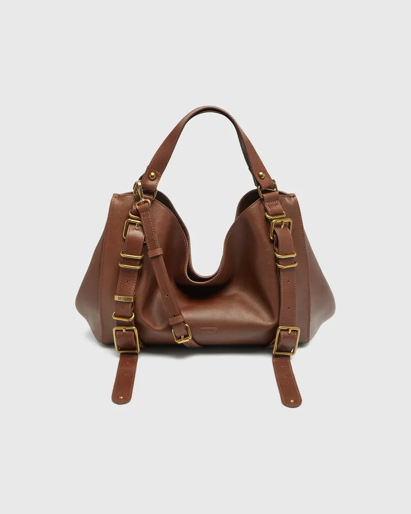 Diesel D-One-Medium Henkeltasche aus behandeltem Leder - Handtaschen - Unisex - Braun Braun