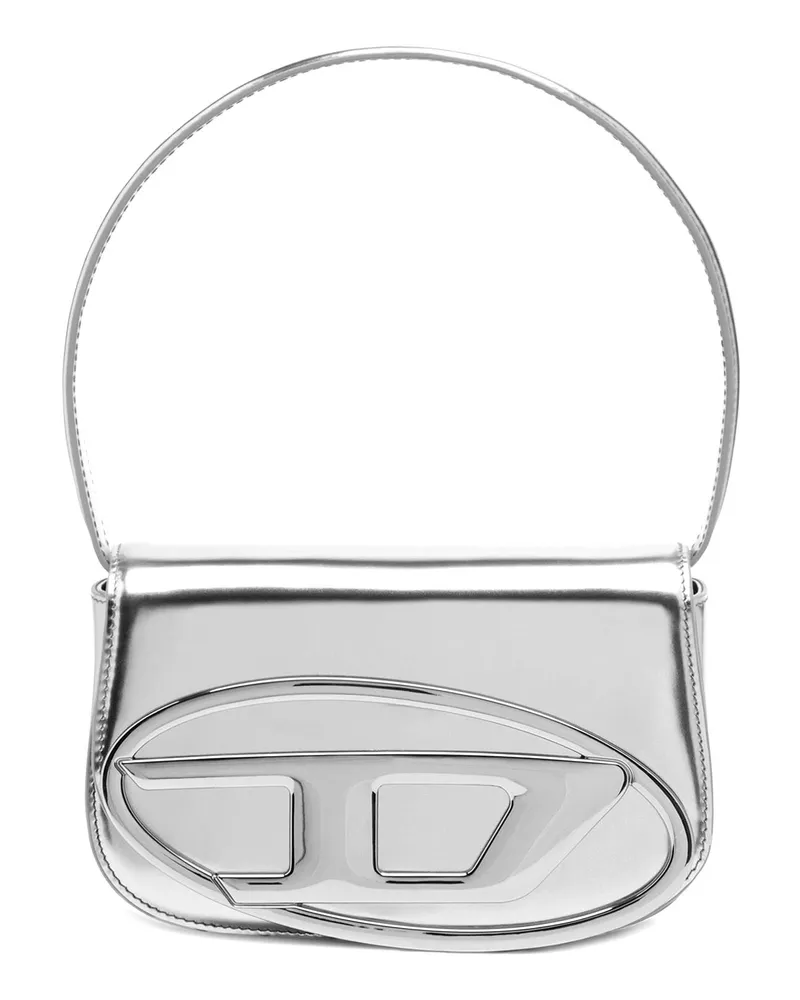 Diesel 1DR-Ikonische Schultertasche aus Spiegel-Leder - Schultertaschen - Damen - Silber Silber