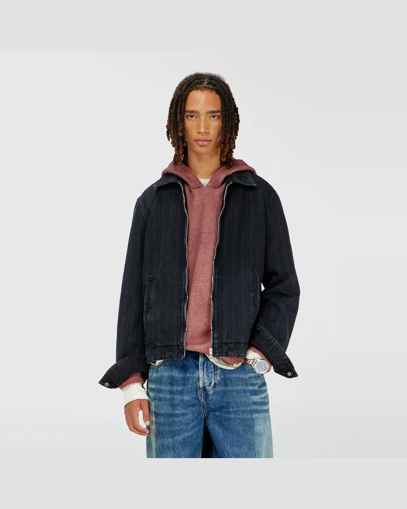 Diesel Jacke aus pinstripe denim - Denim jacken - Herren - Schwarz Schwarz