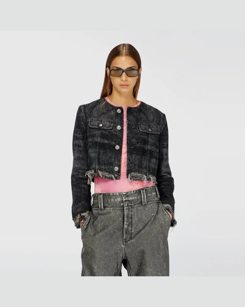 Diesel Jacke aus gelaserte Baumwolle-Hanf-Denim - Denim jacken - Damen - Schwarz Schwarz