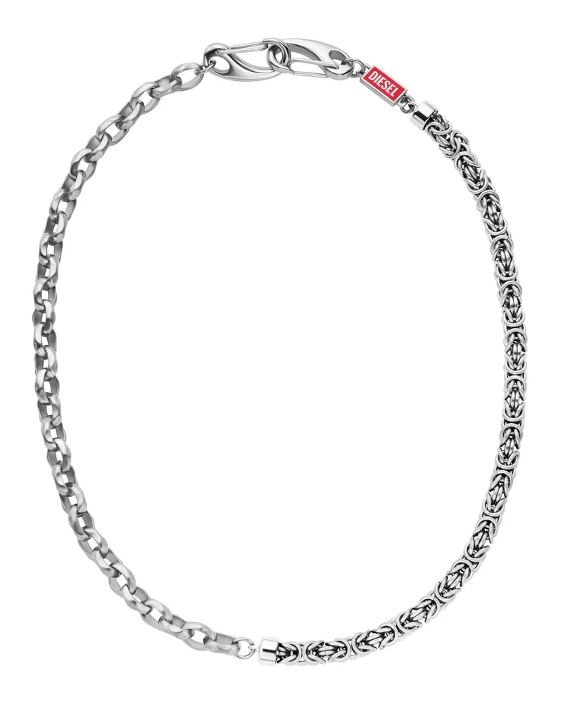 Diesel Mehrreihige Halskette aus Edelstahl - Halsketten - Unisex - Silber Silber