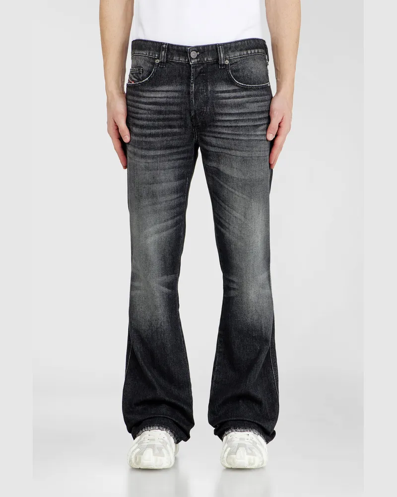 Diesel Bootcut Jeans Regular Waist 1998 D-Buck, Schwarz/Dunkelgrau, Knopfverschluss Schwarz