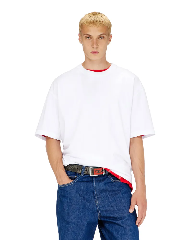 Diesel T-Shirt mit großer Oval D-Stickerei - T-Shirts - Herren - Weiss Weiss