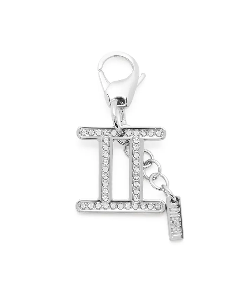 Diesel Metall-Zwillinge-Anhänger mit Strasssteinen - Charms und Schlüsselanhänger - Unisex - Silber Silber