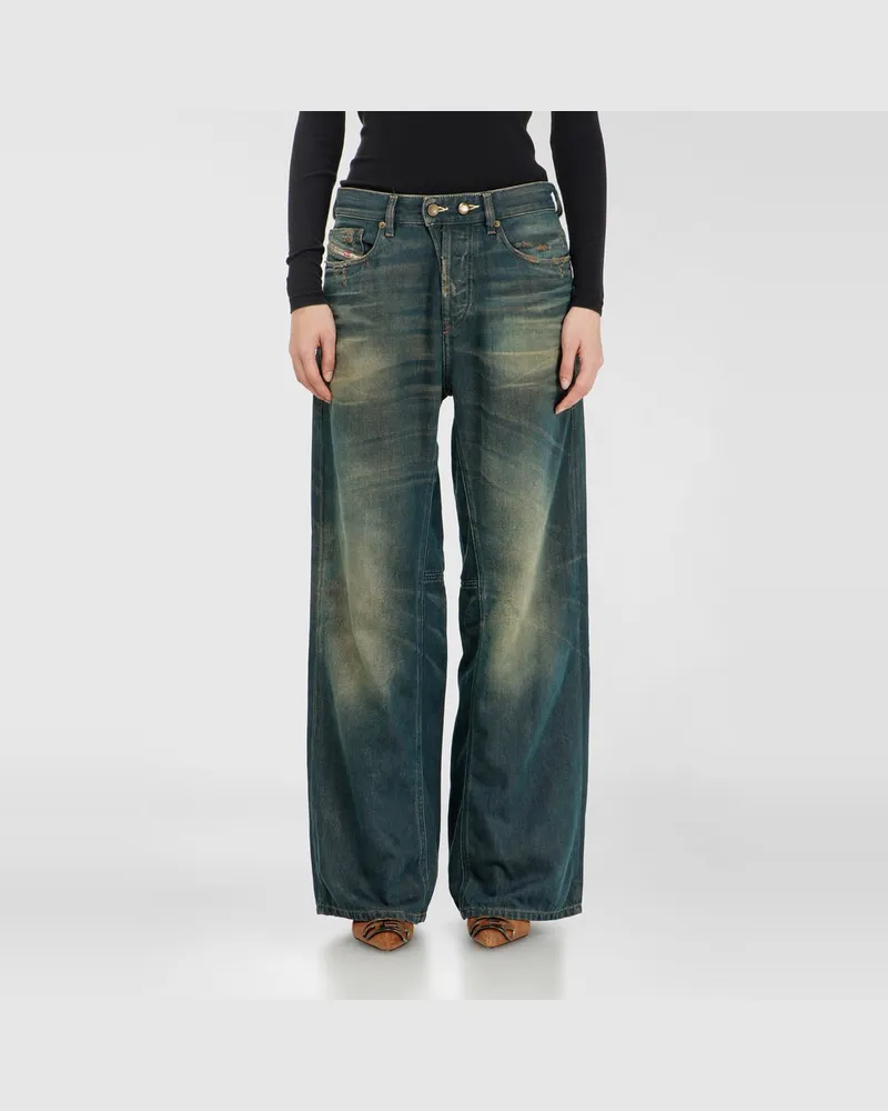 Diesel Relaxed Jeans Low Waist 1996 D-Sire,, Knopfverschluss Blau