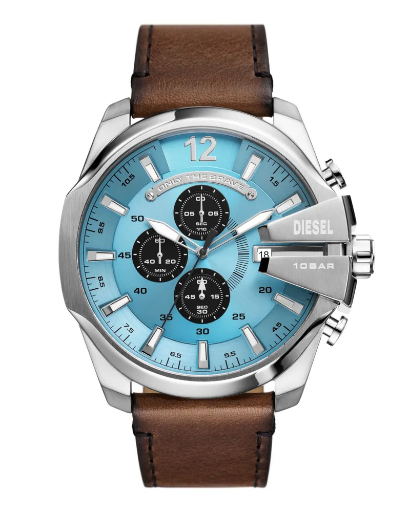 Diesel Mega Chief Chronograph mit braunem Lederarmband - Uhren -