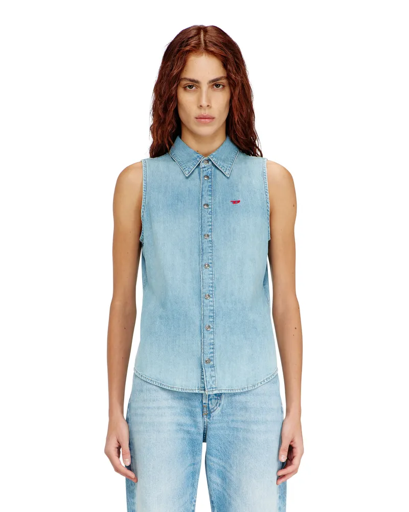 Diesel Ärmelloses Jeanshemd - Denimhemden - Damen - Blau Blau