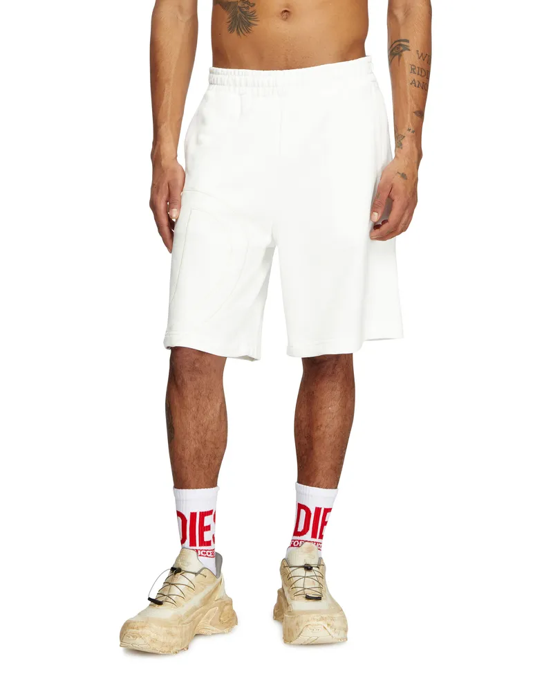 Diesel Sweatshorts mit Maxi-D-Logo - Kurze Hosen - Herren - Weiss Weiss
