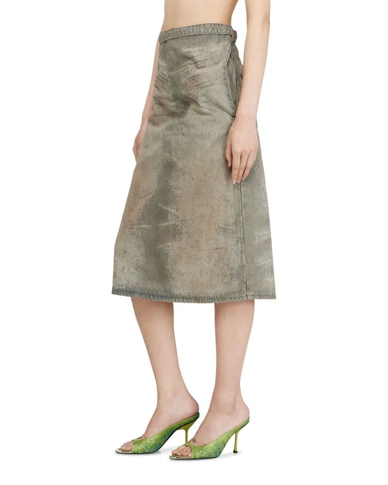 Diesel Midirock aus Baumwoll-Hanf-Satin-Denim - Röcke - Damen - Grau Grau