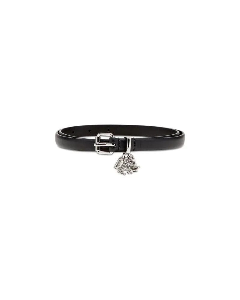 Diesel 1.4cm schmaler Gürtel aus Nappaleder mit Logo-Charms - Gürtel - Damen - Schwarz Schwarz