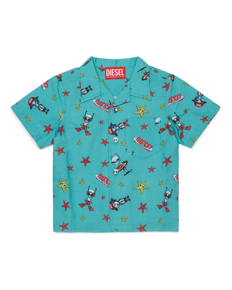 Diesel Baumwollhemd mit Allover-Prints - Beachwear - Herren - Grün Grün
