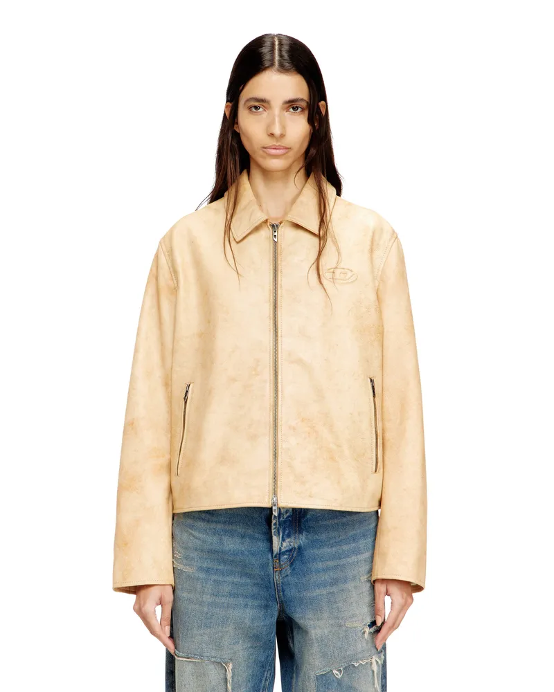 Diesel Coachjacke aus behandeltem Leder - Lederjacken - Damen - Beige Beige