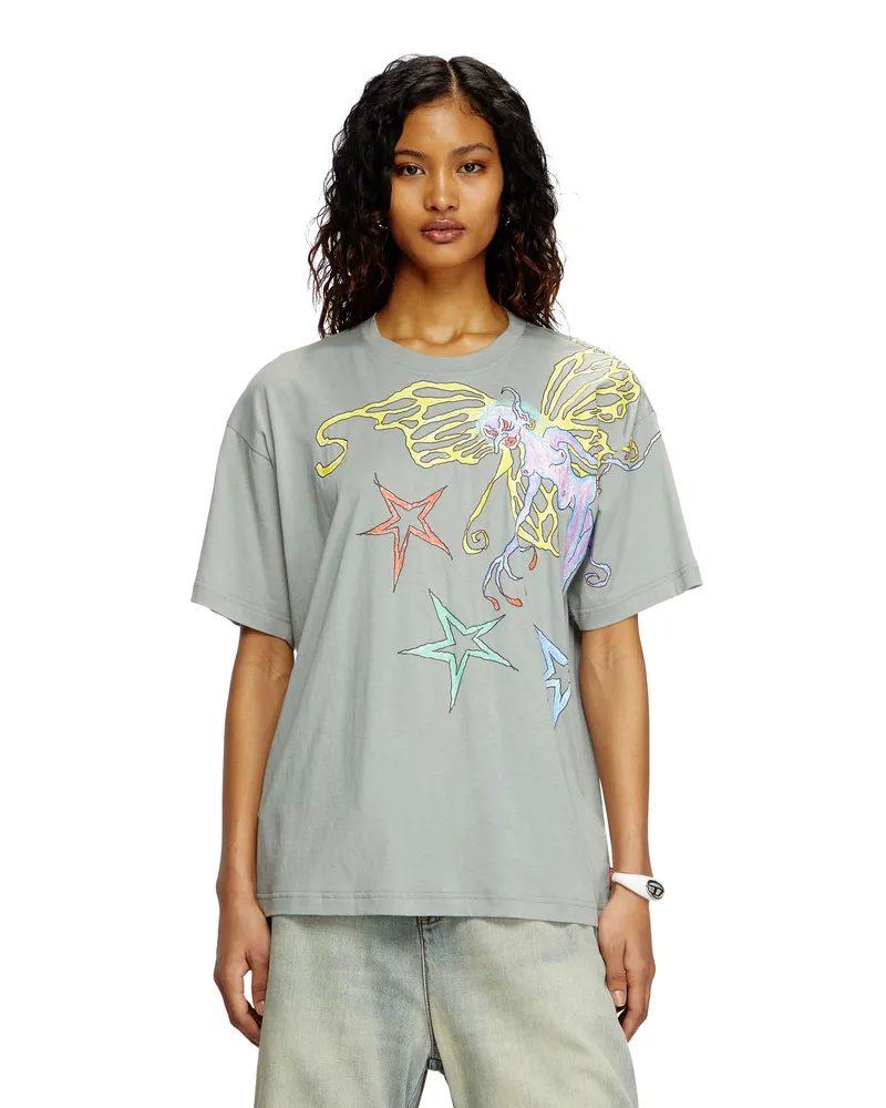 Diesel T-Shirt mit Grafik-Print - T-Shirts - Grau