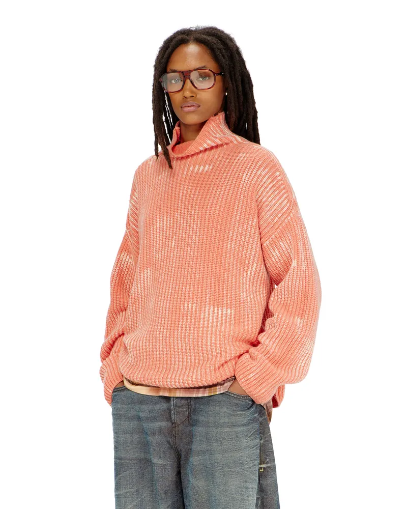Diesel Pullover mit Funnelkragen aus gerippter Wollmischung - Strickwaren - Damen - Rosa Rosa
