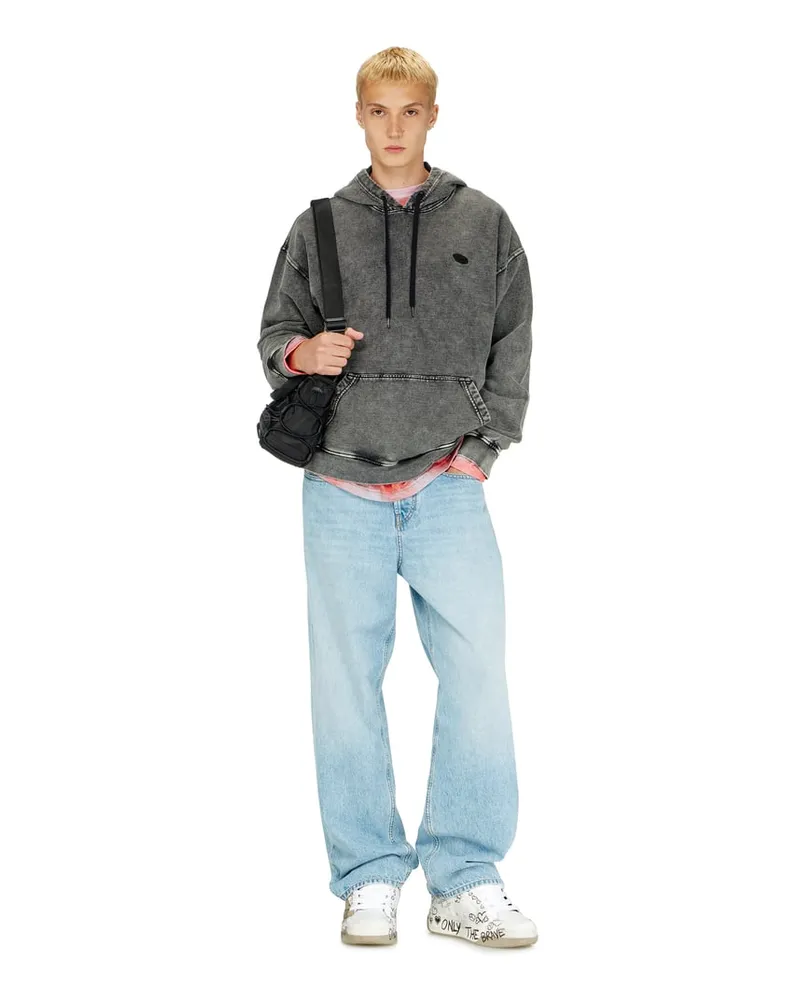 Diesel Hoodie mit roh geschnittener Rückenapplikation - Sweatshirts - Herren - Grau Grau