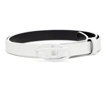 1.5cm Schmaler Gürtel aus glänzendem Leder mit Oval D-Schnalle - Gürtel - Damen - Weiss