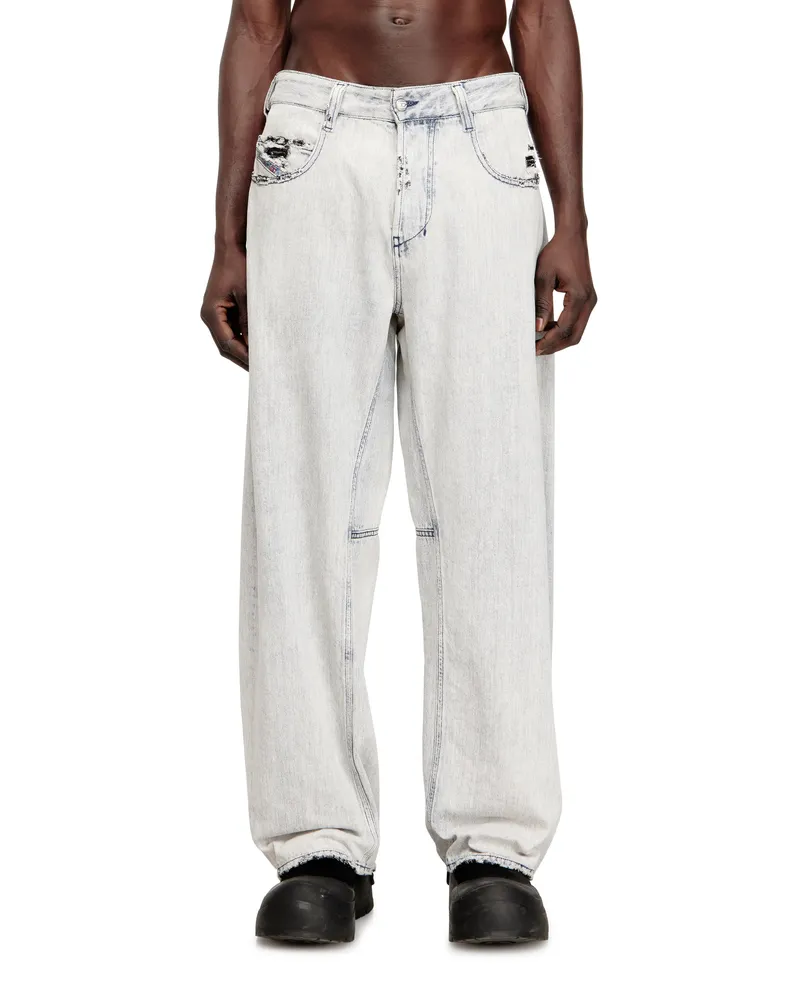 Diesel Relaxed Jeans Regular Waist 1997 D-Enim-M, Hellblau, Knopfverschluss Blau