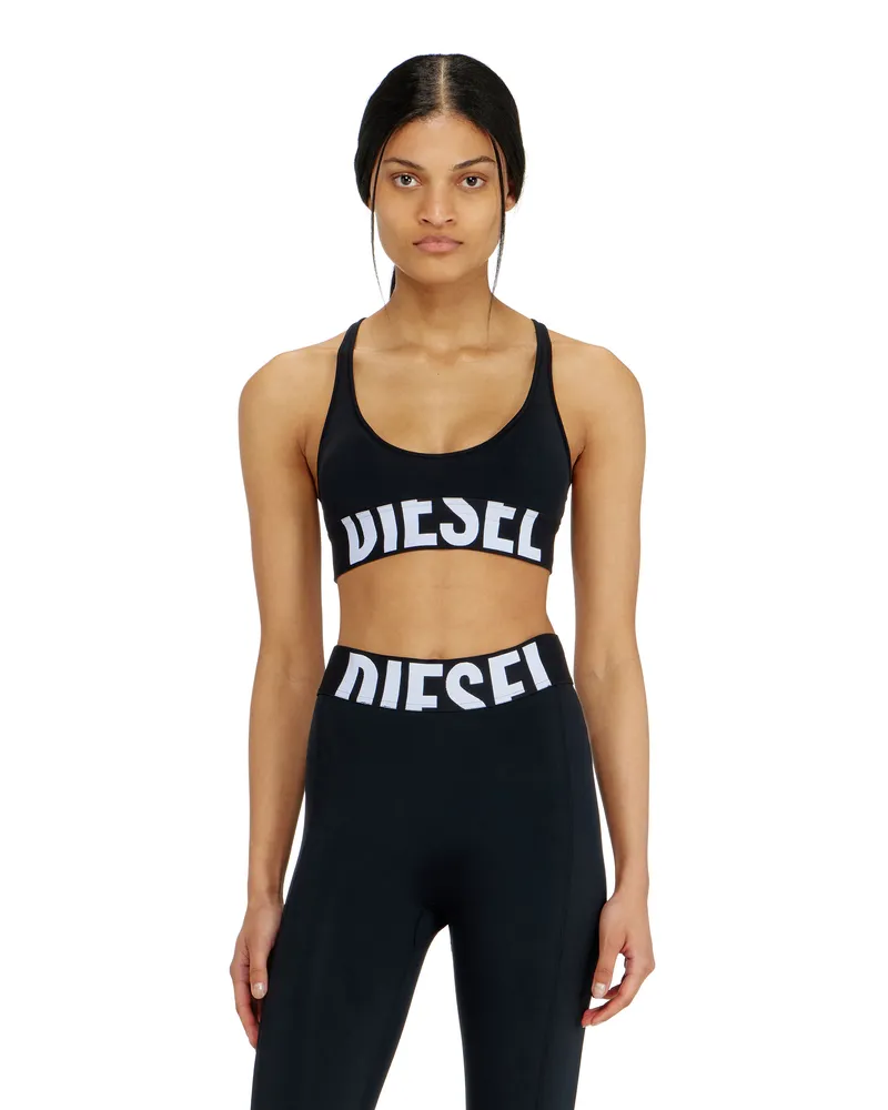 Diesel Sport-BH aus Mikrofaser mit Cut-off-Logo - BHs - Damen - Schwarz Schwarz