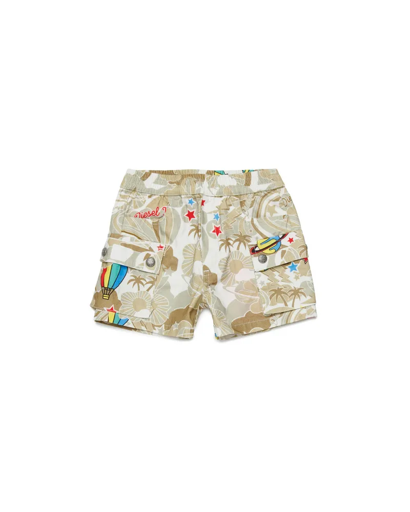 Diesel Baumwoll-Cargo-Shorts mit Allover-Print - Kurze Hosen - Herren - Braun Braun