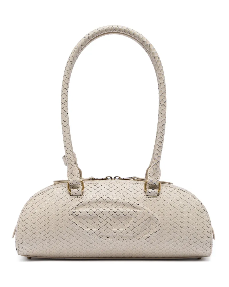 Diesel 1DR Dome-Langgezogene Bowlingtasche aus strukturiertem Leder - Schultertaschen - Damen - Beige Beige