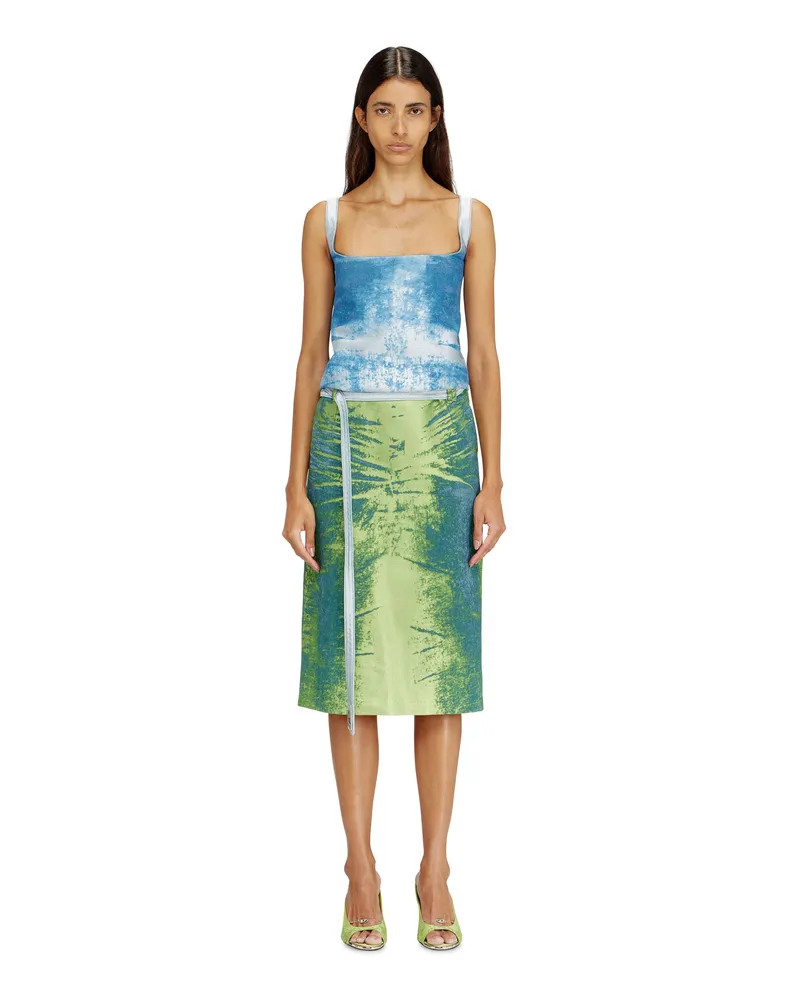 Diesel Schürzenkleid mit offenem Rücken aus farbigem Satindenim - Kleider - Damen - Bunt Bunt