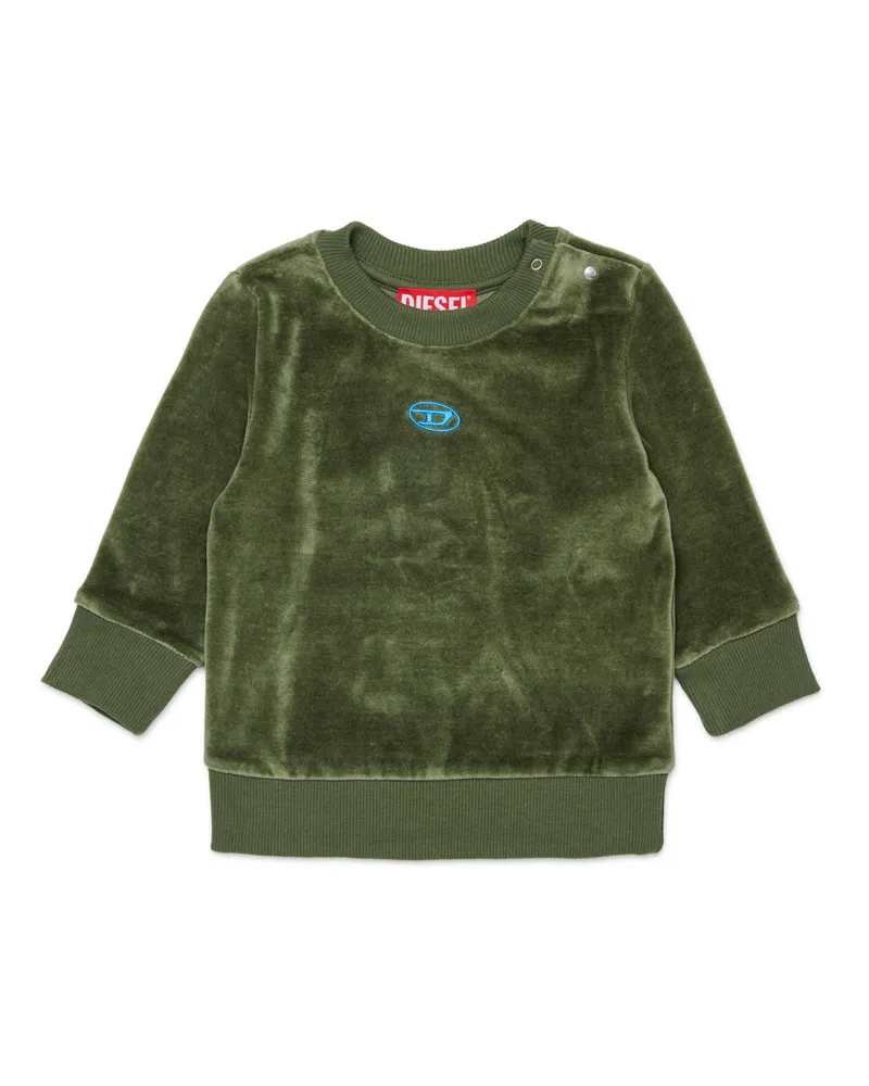 Diesel Sweatshirt aus Samt mit Oval D Stickerei - Sweatshirts - Herren - Grün Grün