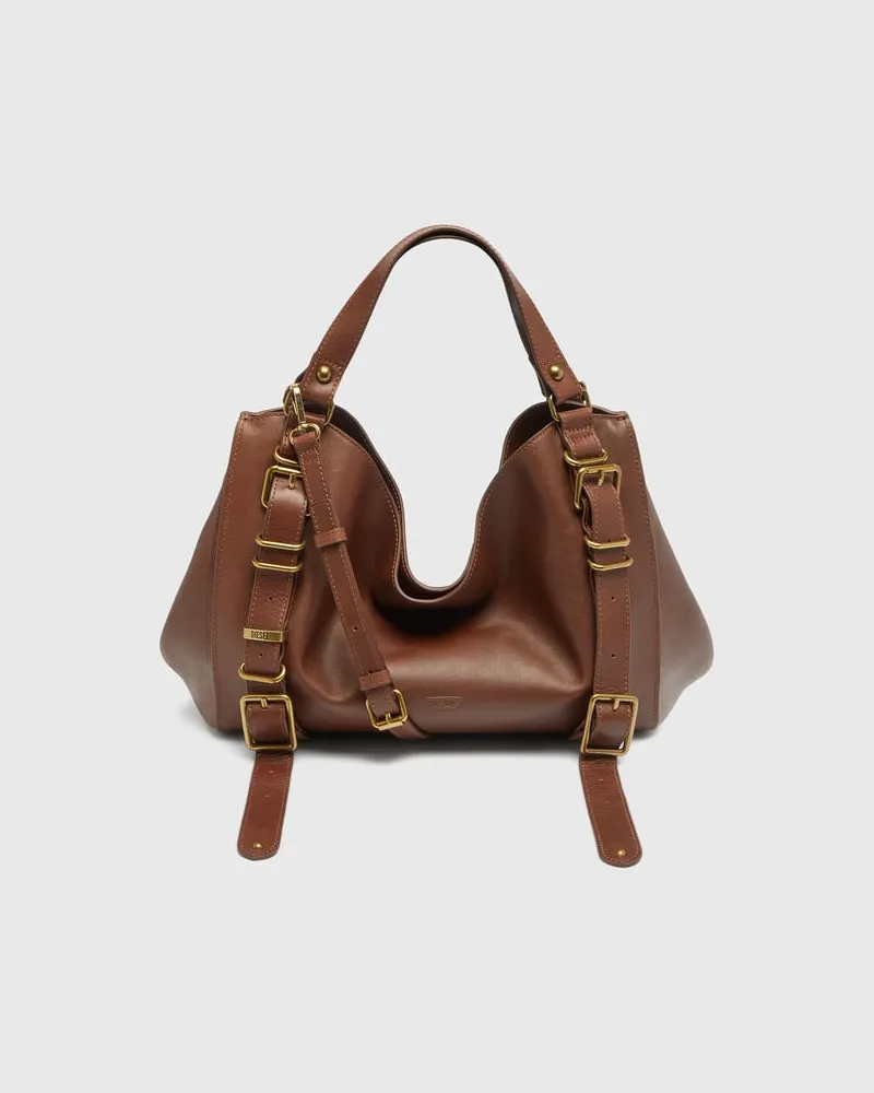 Diesel D-One-Medium Henkeltasche aus behandeltem Leder - Handtaschen - Unisex - Braun Braun