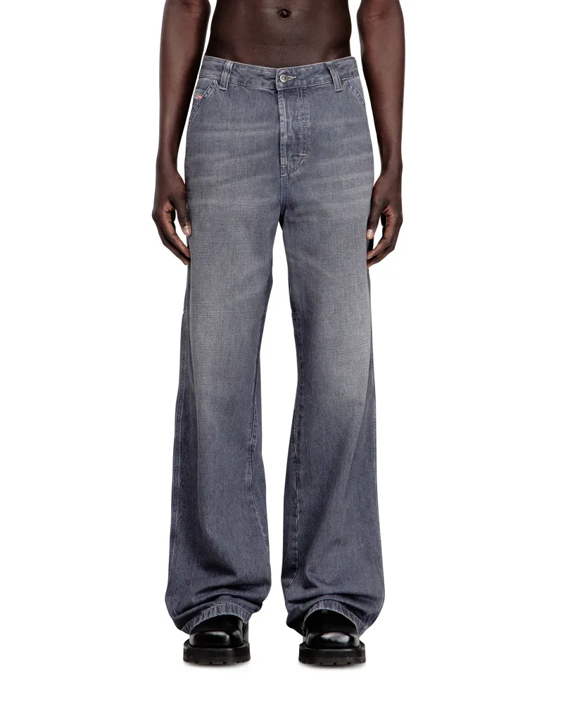 Diesel Relaxed Jeans Regular Waist D-Livery, Grau, Knopfverschluss Grau