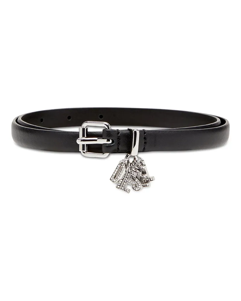 Diesel 1.4cm schmaler Gürtel aus Nappaleder mit Logo-Charms - Gürtel - Damen - Schwarz Schwarz